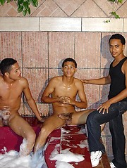 Three hot young Latin cholos go gay