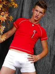 Cute sporty boy with uncut dick getting naked